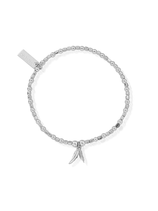 ChloBo Mini Cube Double Feather Bracelet in Silver SBCFB584