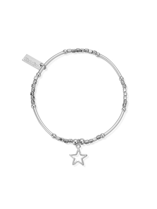 ChloBo Mini Noodle Cube Open Star Bracelet in Silver SBMNC097