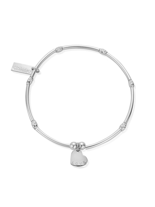 ChloBo Mini Noodle Sparkle Rice Love Disc Bracelet in Silver SBMNSR092
