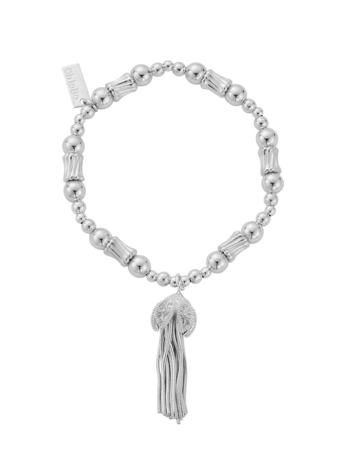 ChloBo Corrugated Twist Tassel of Joy Bracelet in Silver