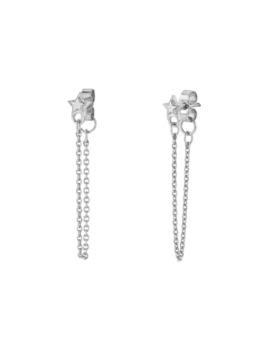 ChloBo Radiant Essence Chain Stud Earrings in Silver