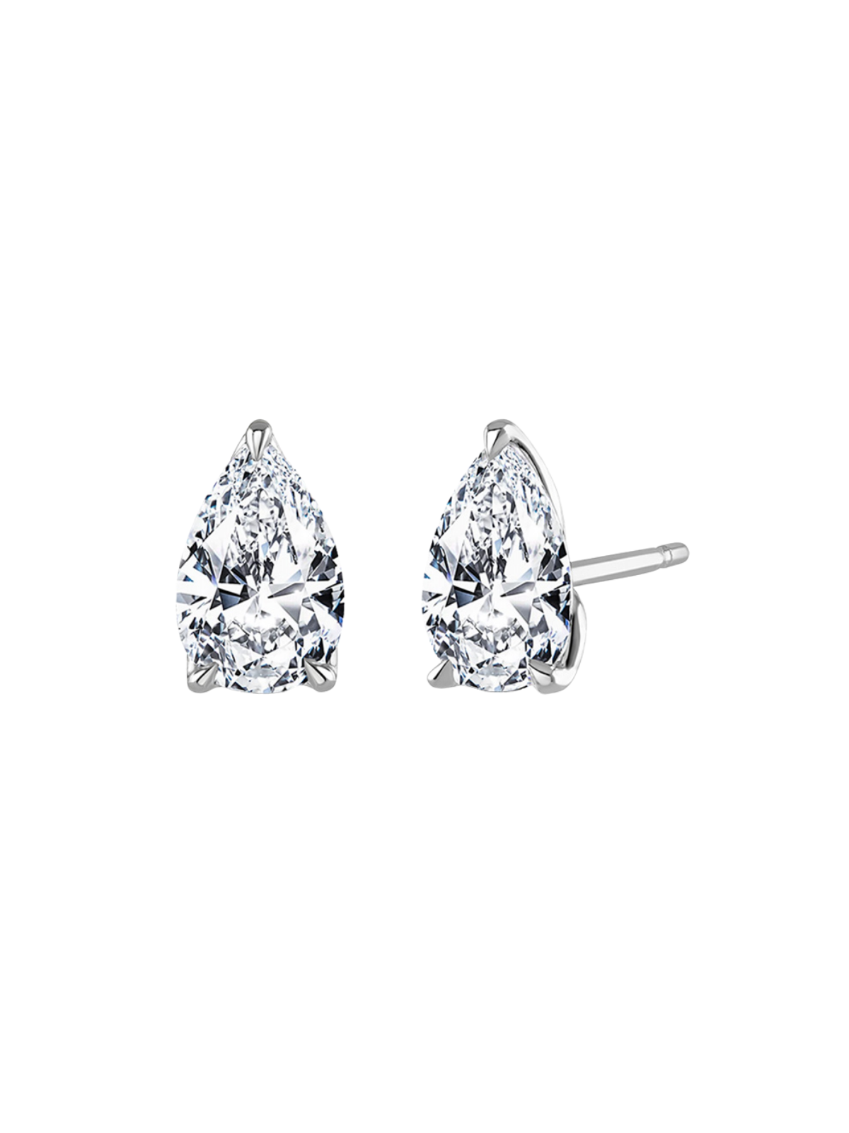 Lab Grown Diamond Solitaire Stud Earrings with 2.00ct of Pear Cut Diamonds in 9ct White Gold