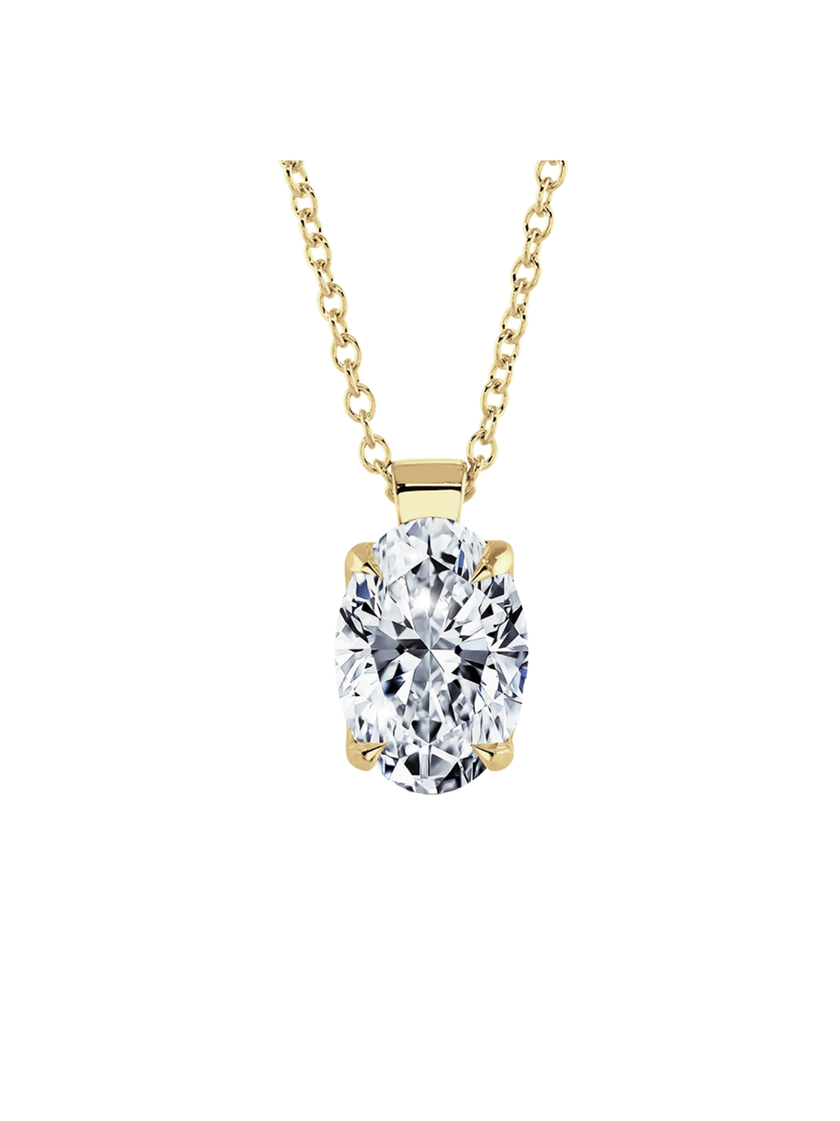 Lab Grown Diamond Solitaire Pendant with 0.50ct Oval Cut Diamond in 9ct Yellow Gold