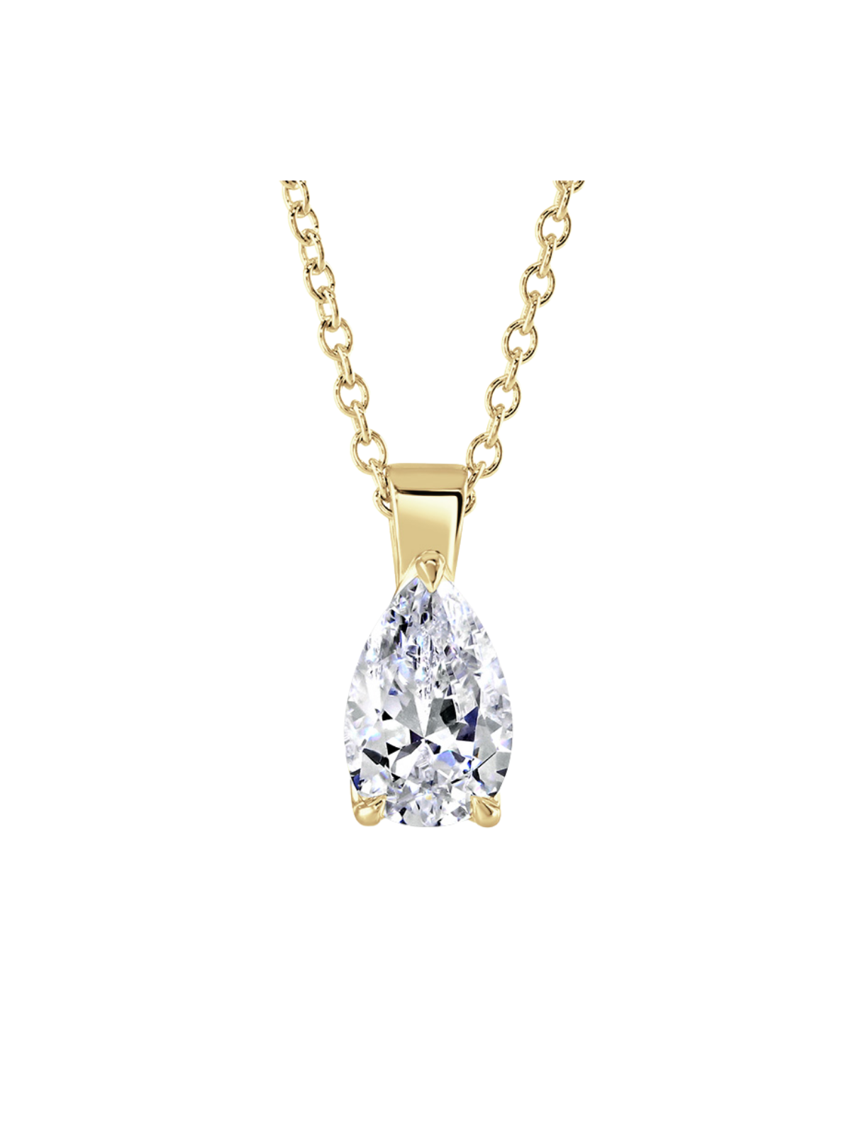 Lab Grown Diamond Solitaire Pendant with 1.00ct Pear Cut Diamond in 9ct Yellow Gold