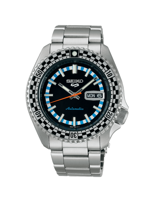 Seiko 5 Sports Black & White "Checker Flag" Special Edition Watch 43mm SRPK67K1
