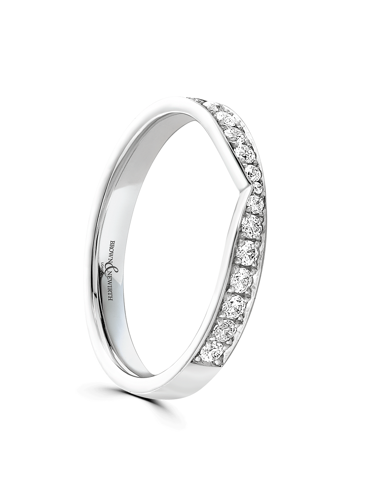 Diamond Set 9ct White Gold Shaped Wedding Ring 0.24ct Brilliant Cut