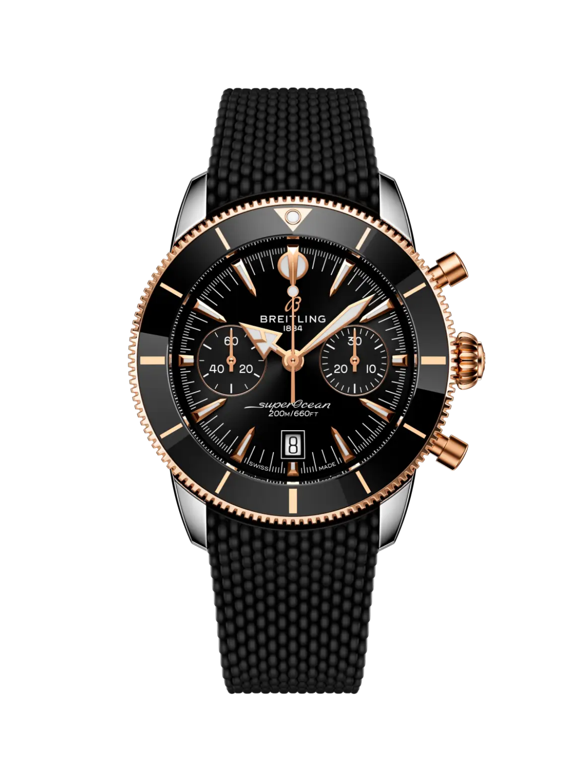 Breitling Superocean Heritage B01 Chronograph 42 with Black Rubber Strap & Black Dial