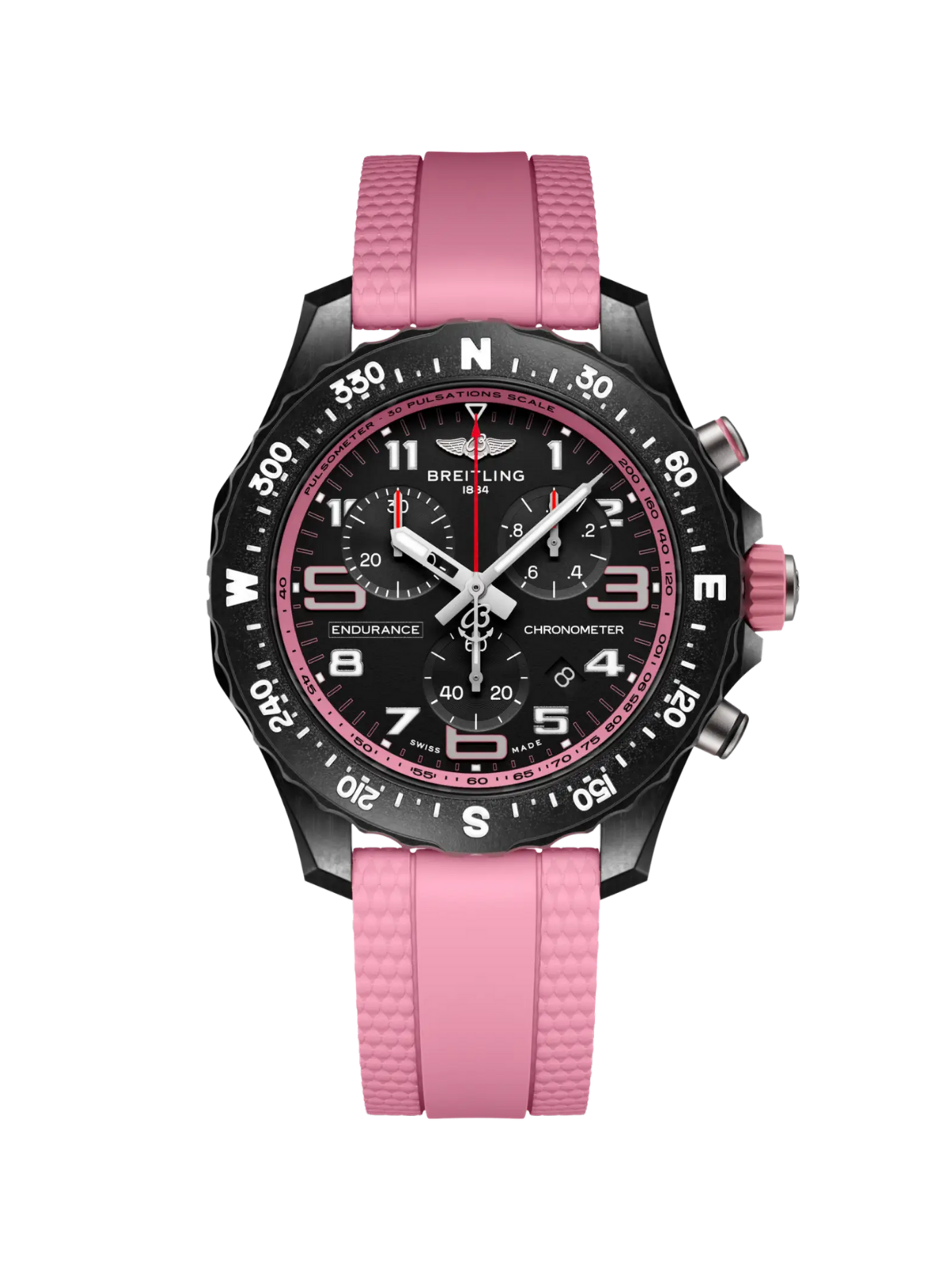 Breitling Endurance Pro 38 with Pink Rubber Strap & Black Dial