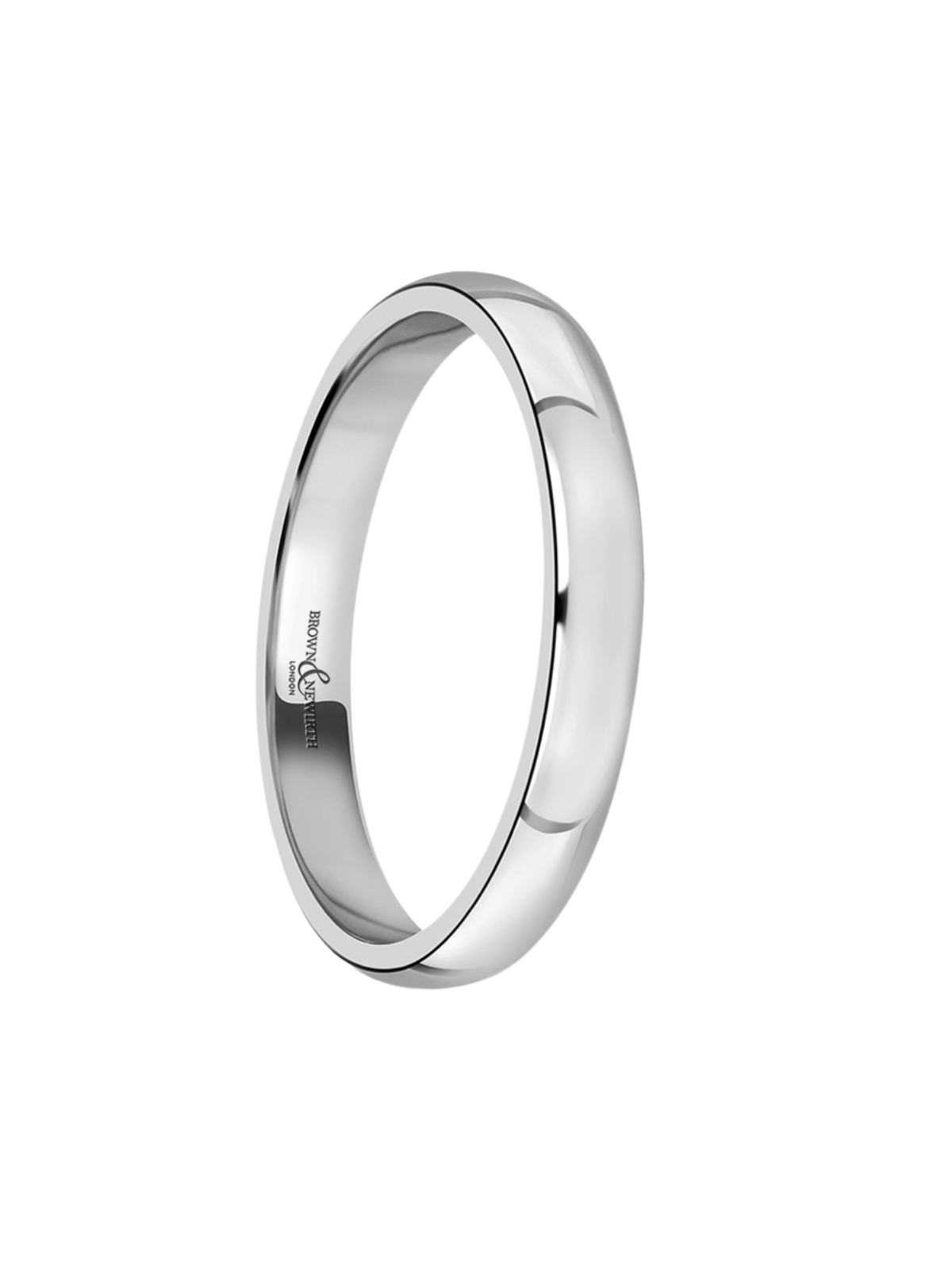 2.5mm Platinum Wedding Ring with Lighter Court Profile (Size A-Q)