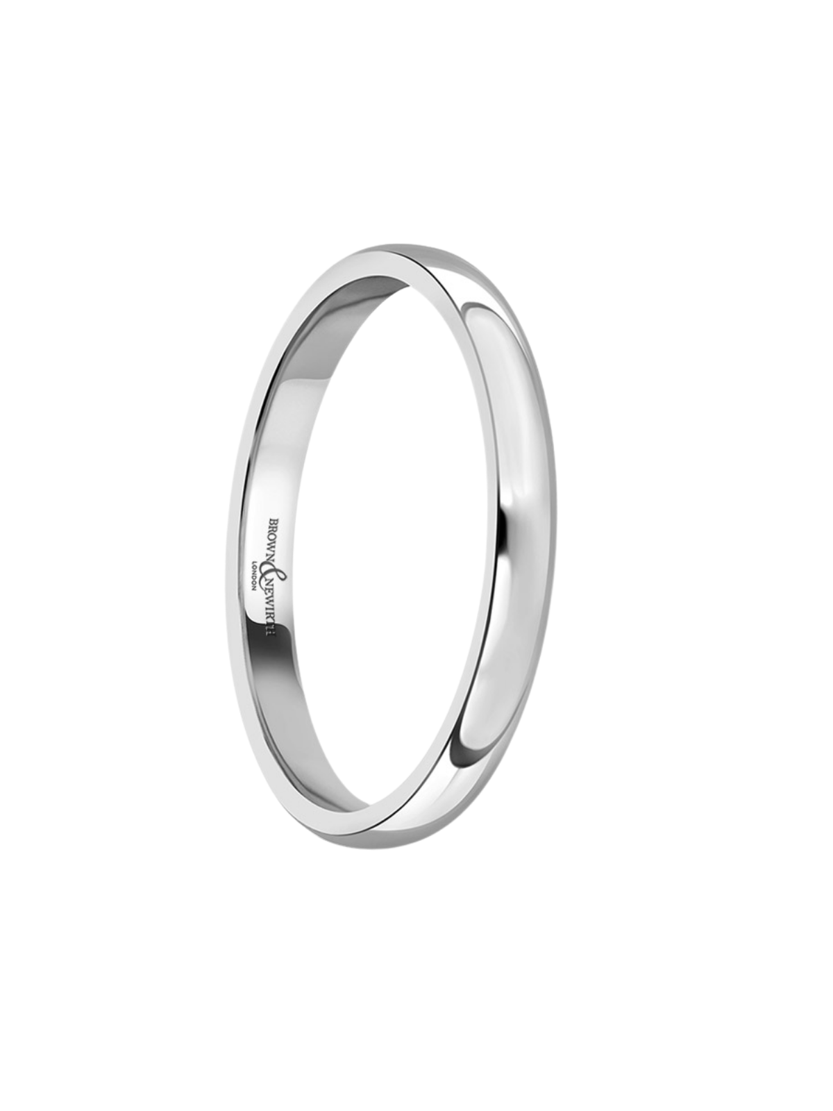 2mm Platinum Wedding Ring with Lighter Court Profile (Size A-Q)