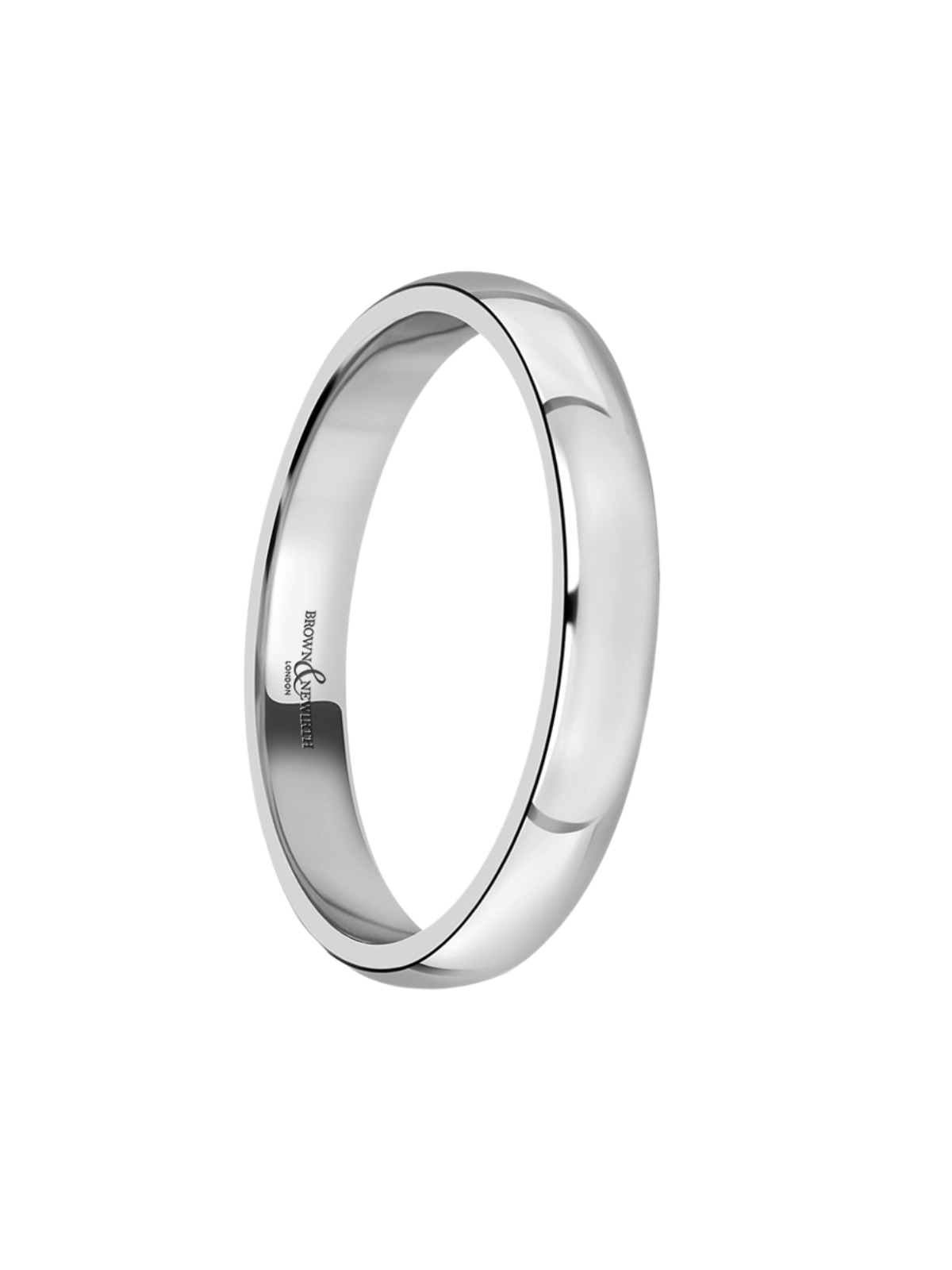 3mm Platinum Wedding Ring with Lighter Court Profile (Size A-Q)