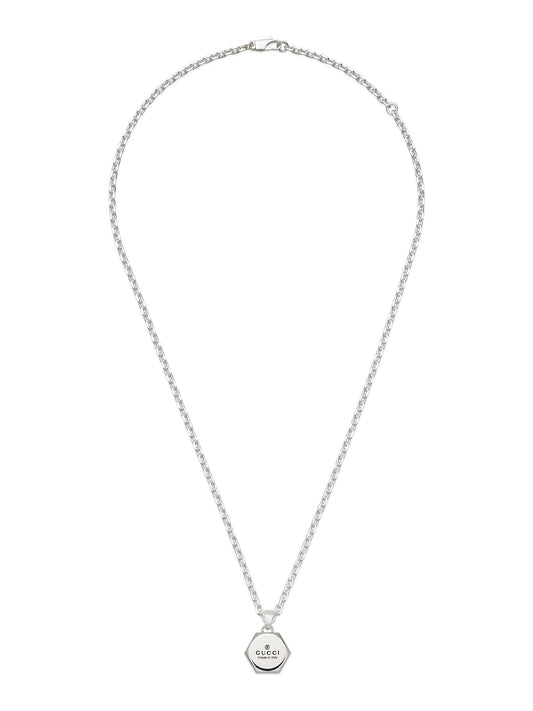 Gucci Trademark Hexagon Silver Necklace
