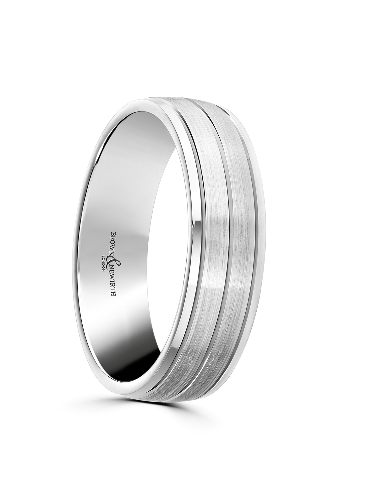 6mm 9ct White Gold Patterned Wedding Ring