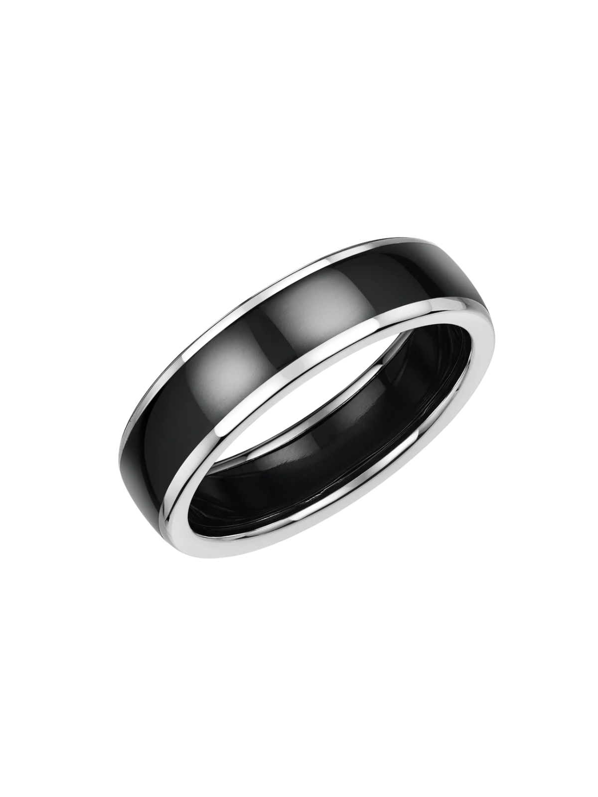 Zedd 9ct White Gold & Zirconium 6mm Wedding Ring