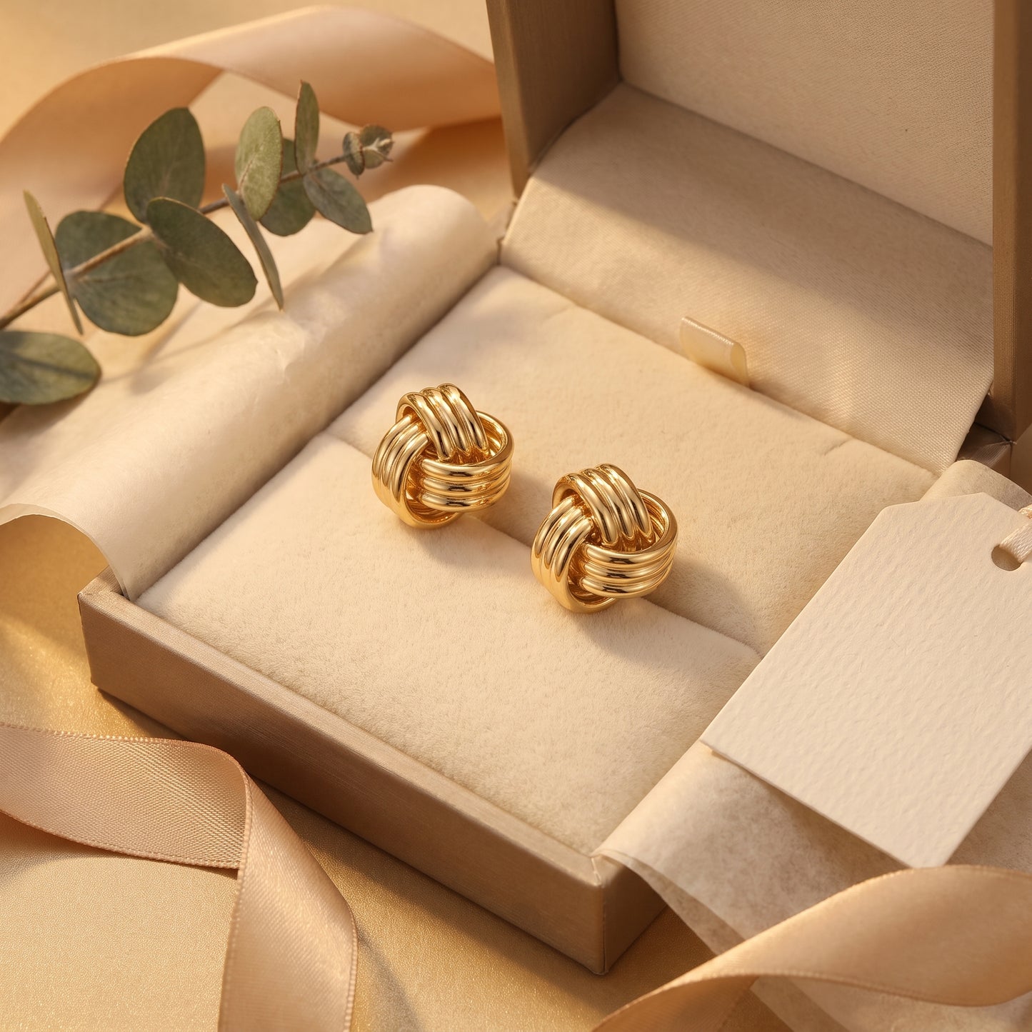 9ct Yellow Gold Knot Stud Earrings 7mm x 7mm