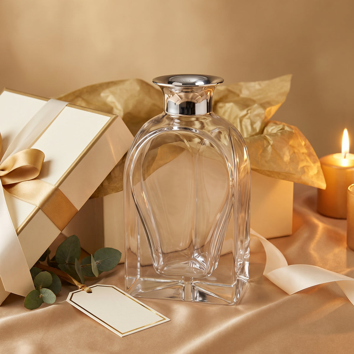 Crystal Decanter with Silver Collar