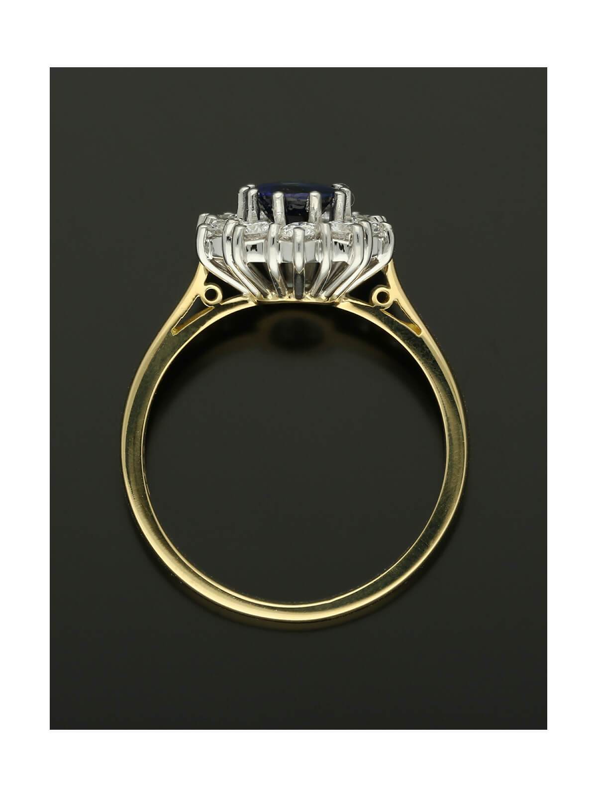 Sapphire & Diamond Cluster Ring in 18ct Yellow & White Gold