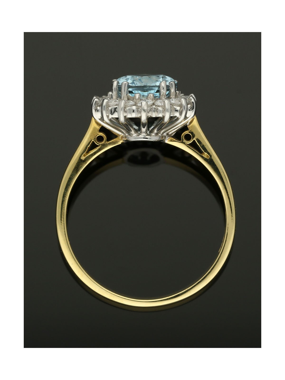 Aquamarine & Diamond Cluster Ring in 18ct Yellow & White Gold