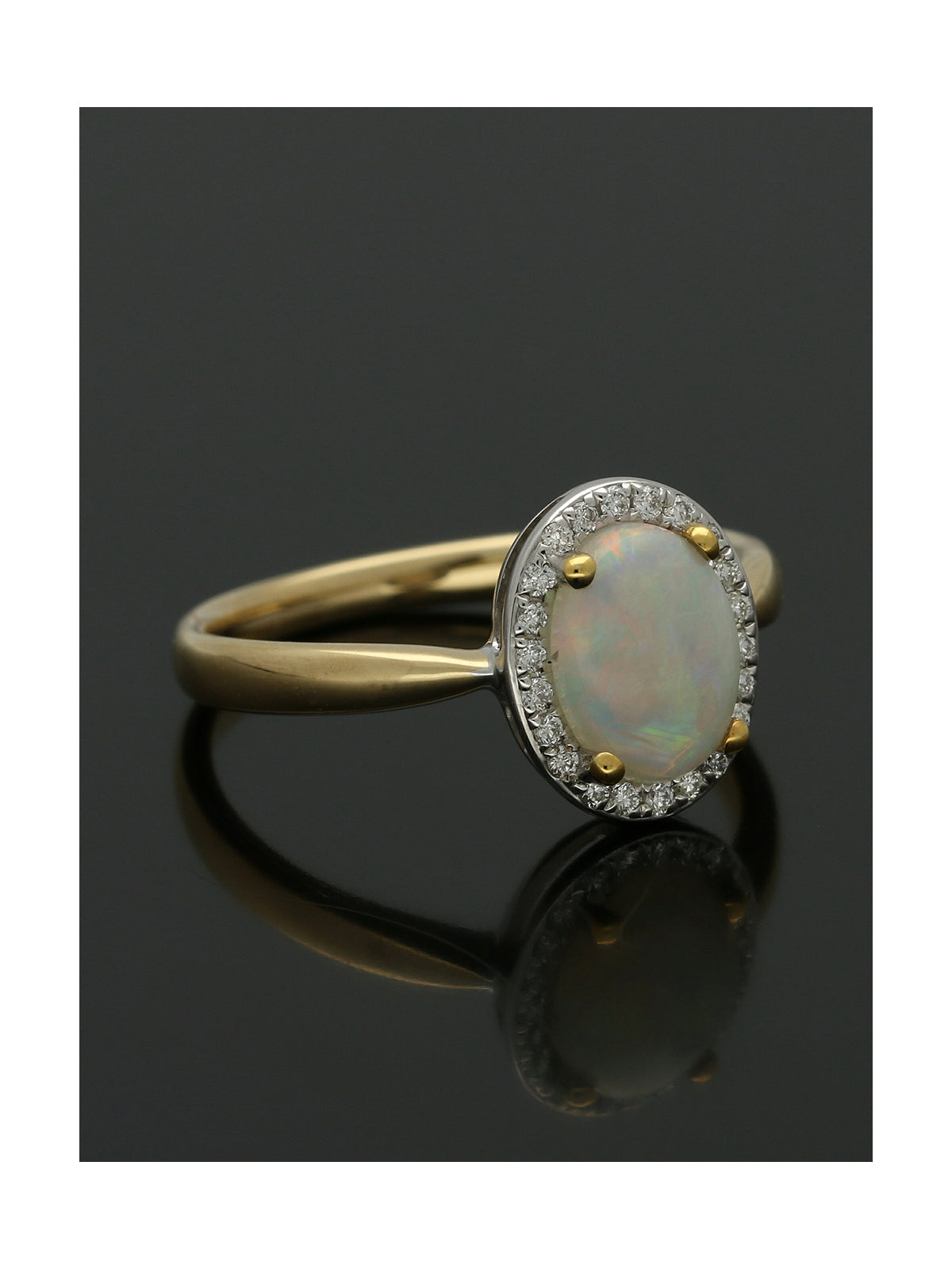 Opal & Diamond Cluster Ring in 18ct Yellow & White Gold