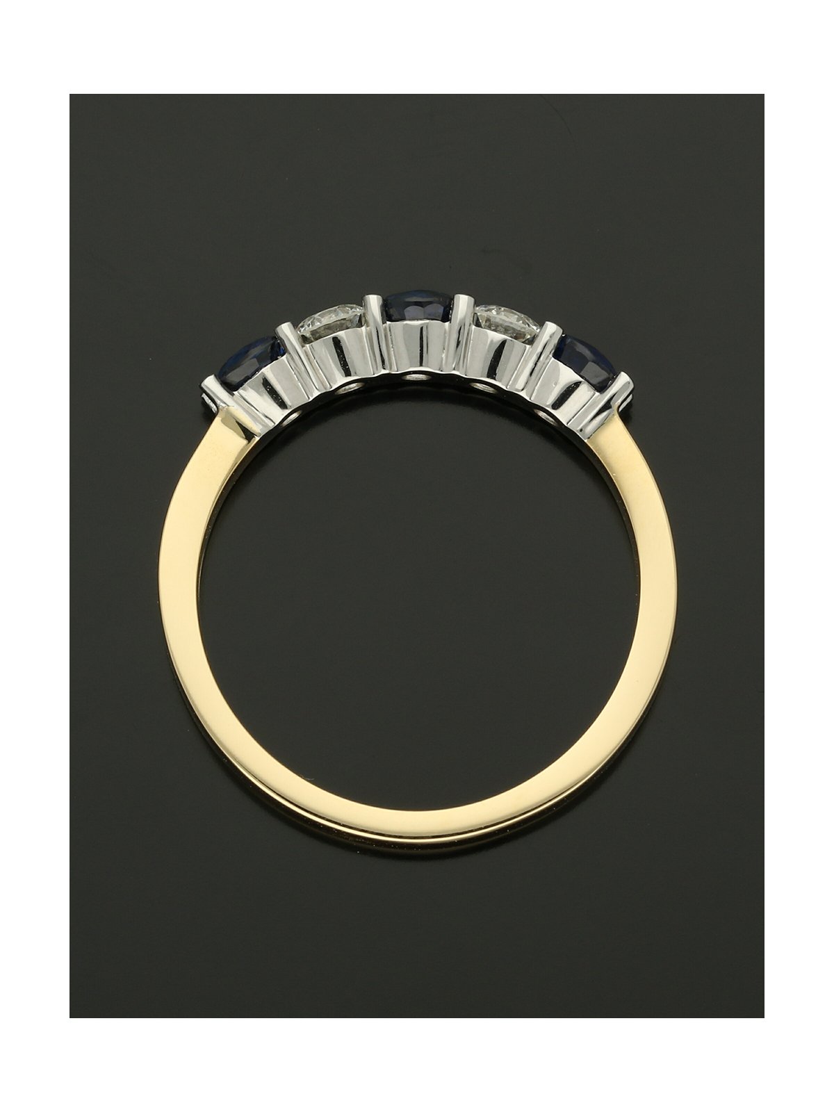 Sapphire & Diamond Five Stone Ring in 18ct Yellow & White Gold
