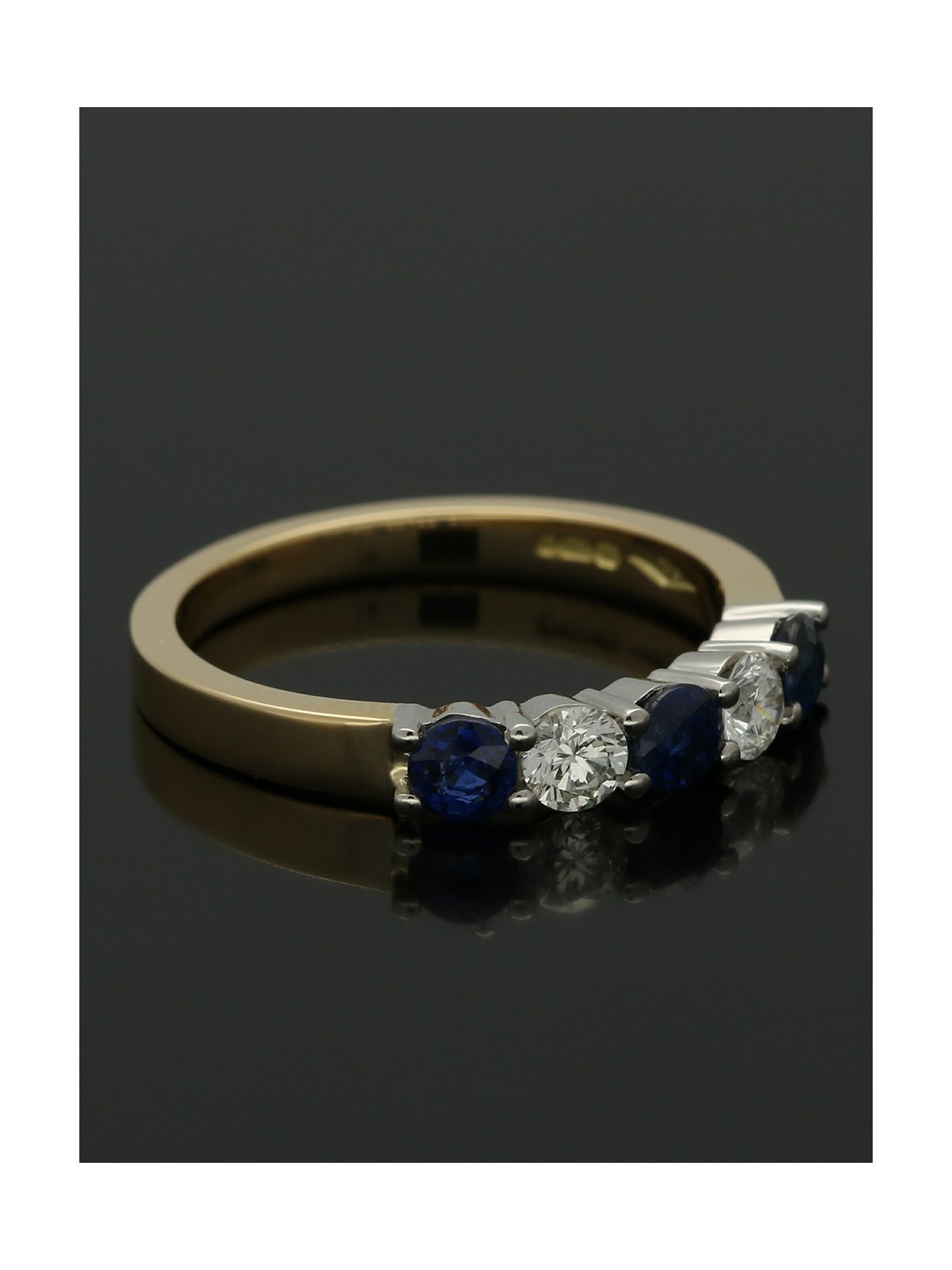 Sapphire & Diamond Five Stone Ring in 18ct Yellow & White Gold