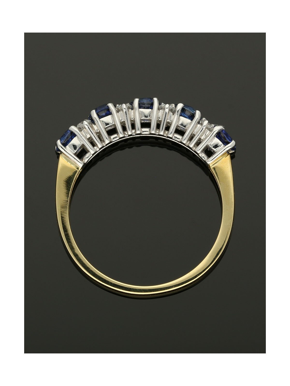 Sapphire & Diamond Half Eternity Ring in 18ct Yellow & White Gold