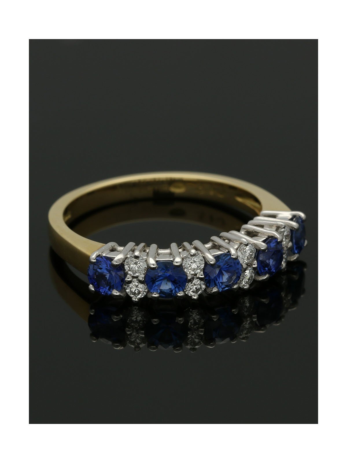 Sapphire & Diamond Half Eternity Ring in 18ct Yellow & White Gold