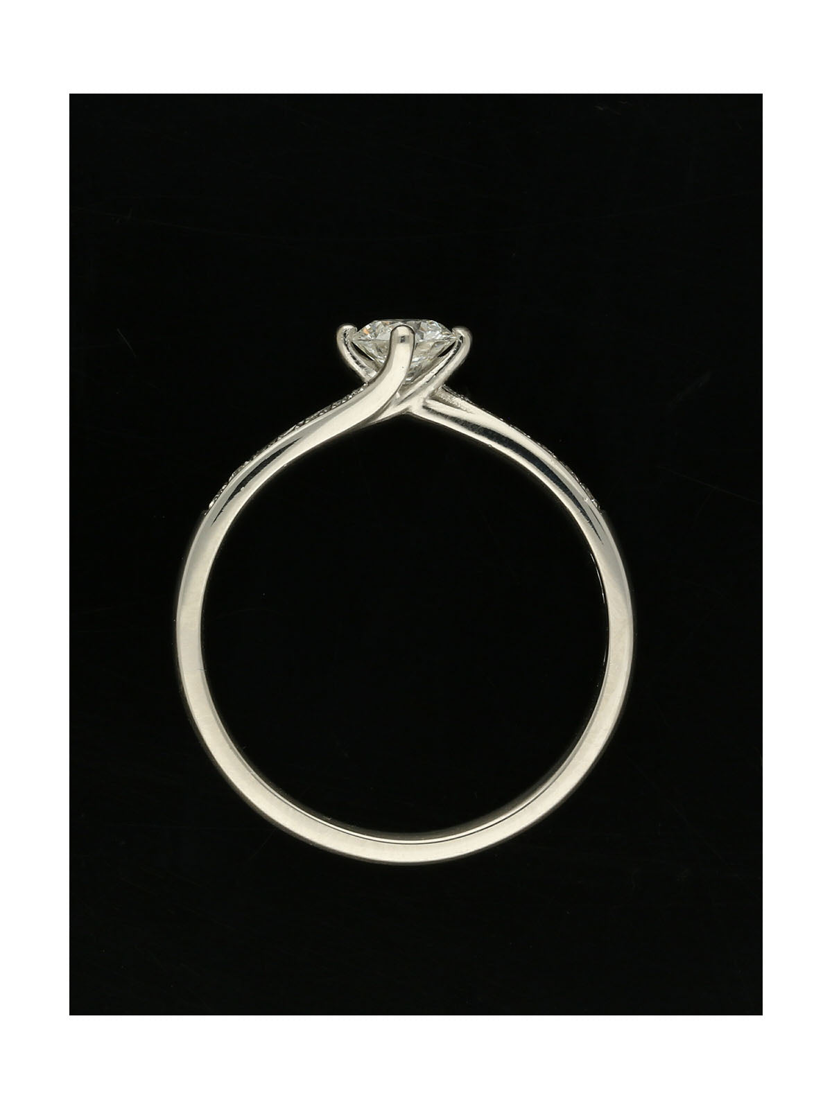 Diamond Solitaire Engagement Ring 0.40ct Certificated Round Brilliant Cut in Platinum with Diamond Set Shoulders