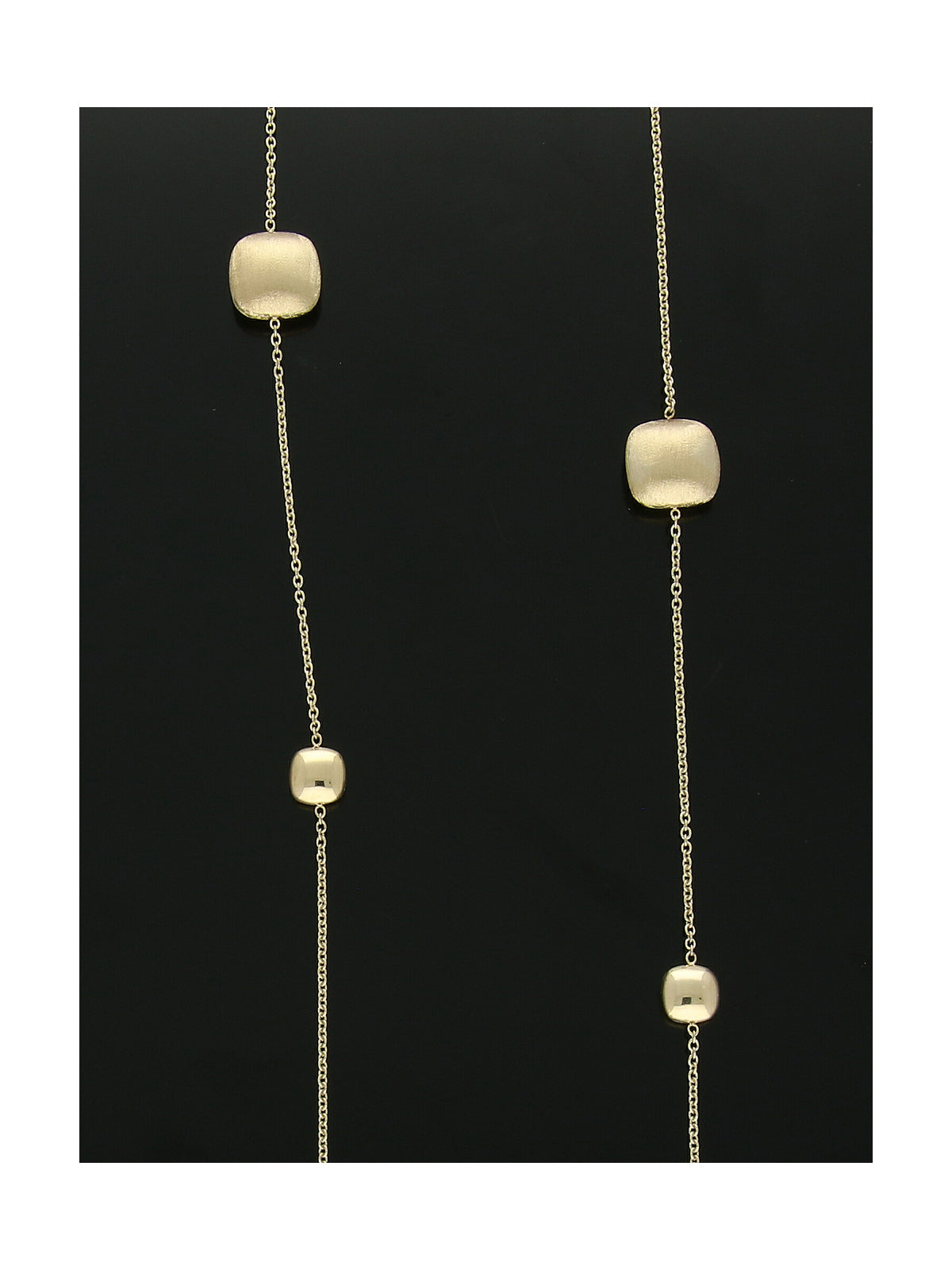 Satin & Polished Alternating Square Bead Necklace in 9ct Yellow Gold