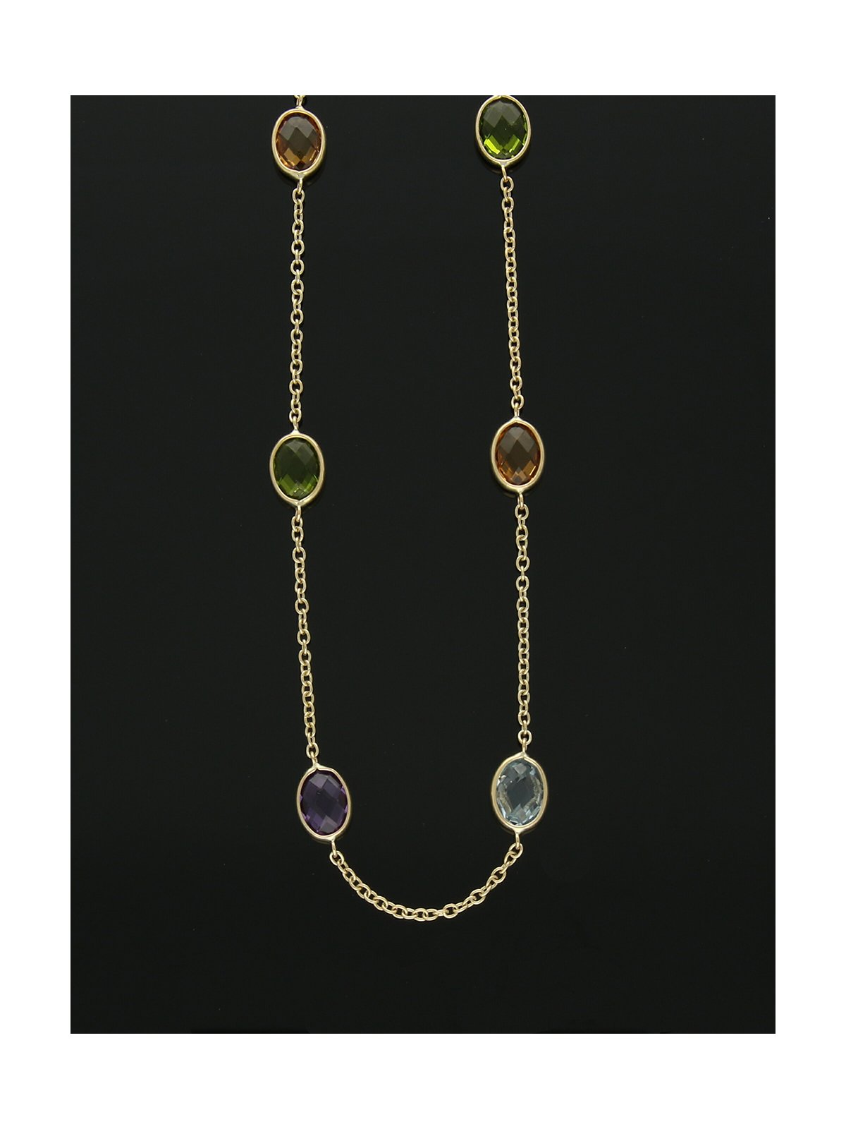 Multi Stone Necklace in 9ct Yellow Gold