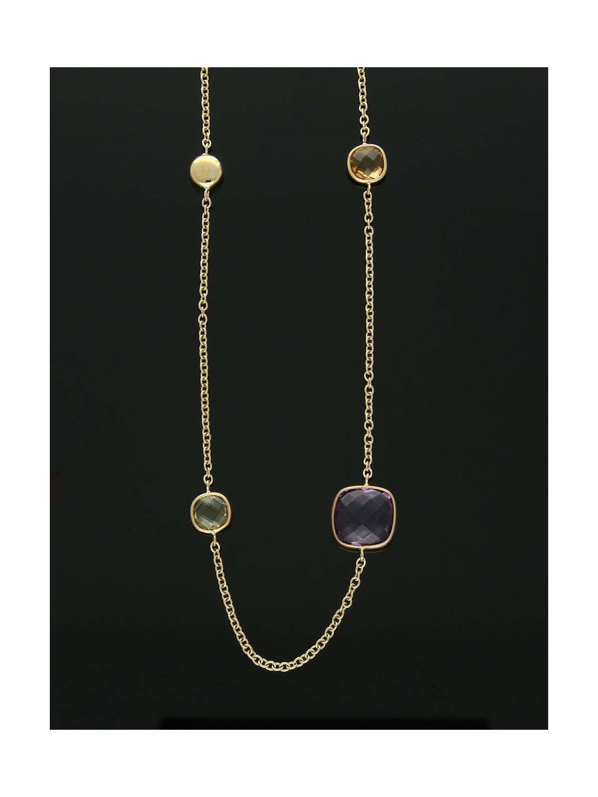 Multi Stone Bead Necklace in 9ct Yellow Gold
