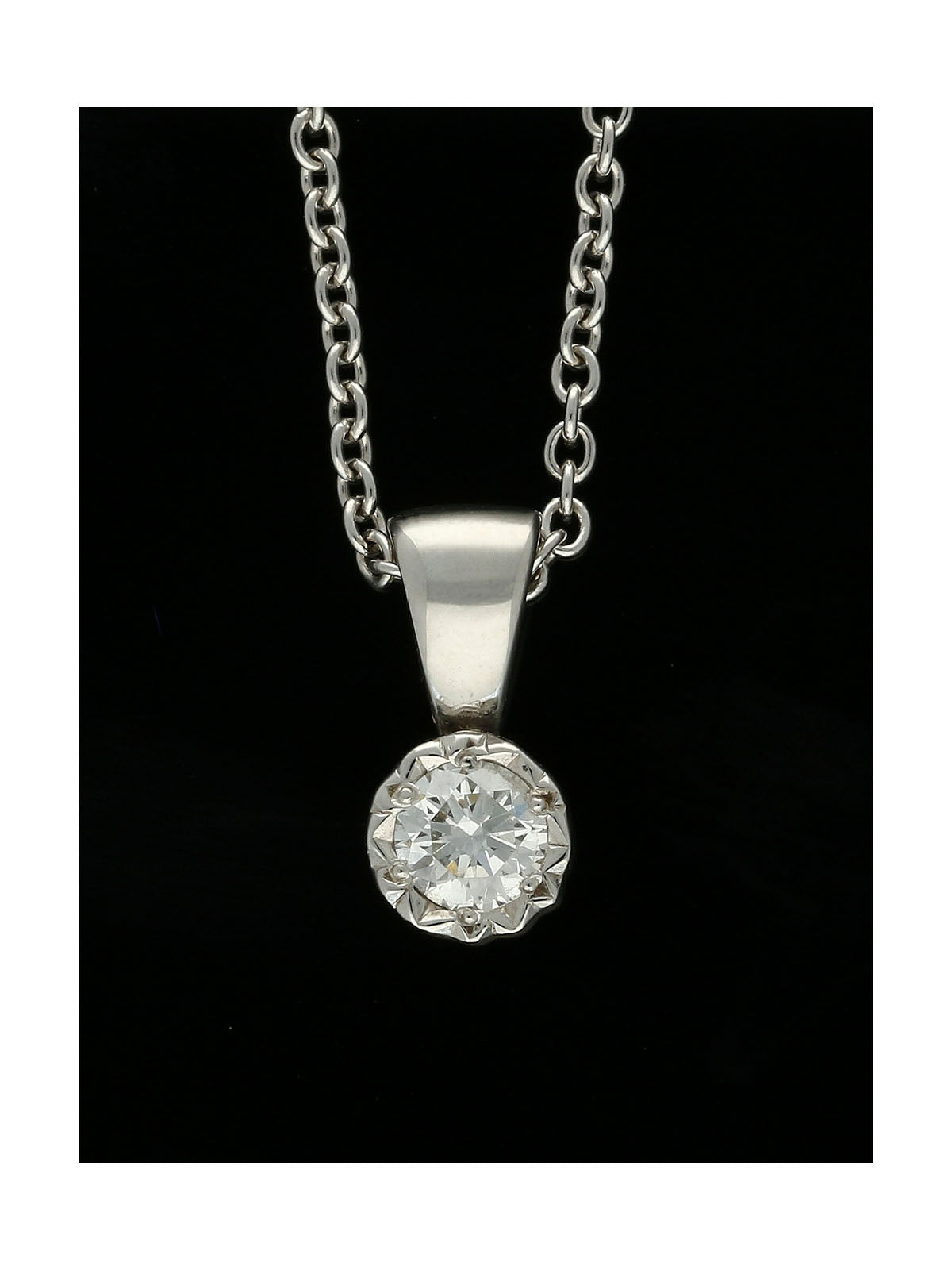 Diamond Illusion set Pendant Necklace 0.15ct in 9ct White Gold