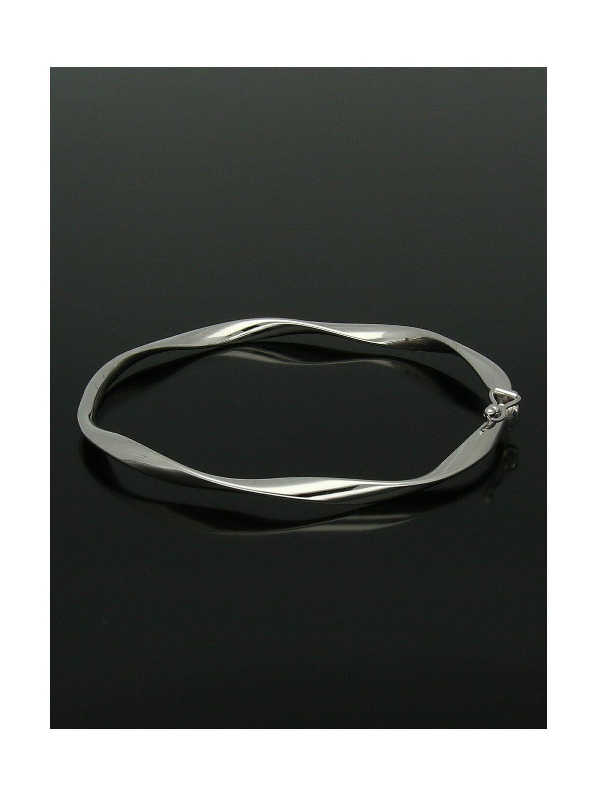 Twist Hinged Bangle in 9ct White Gold