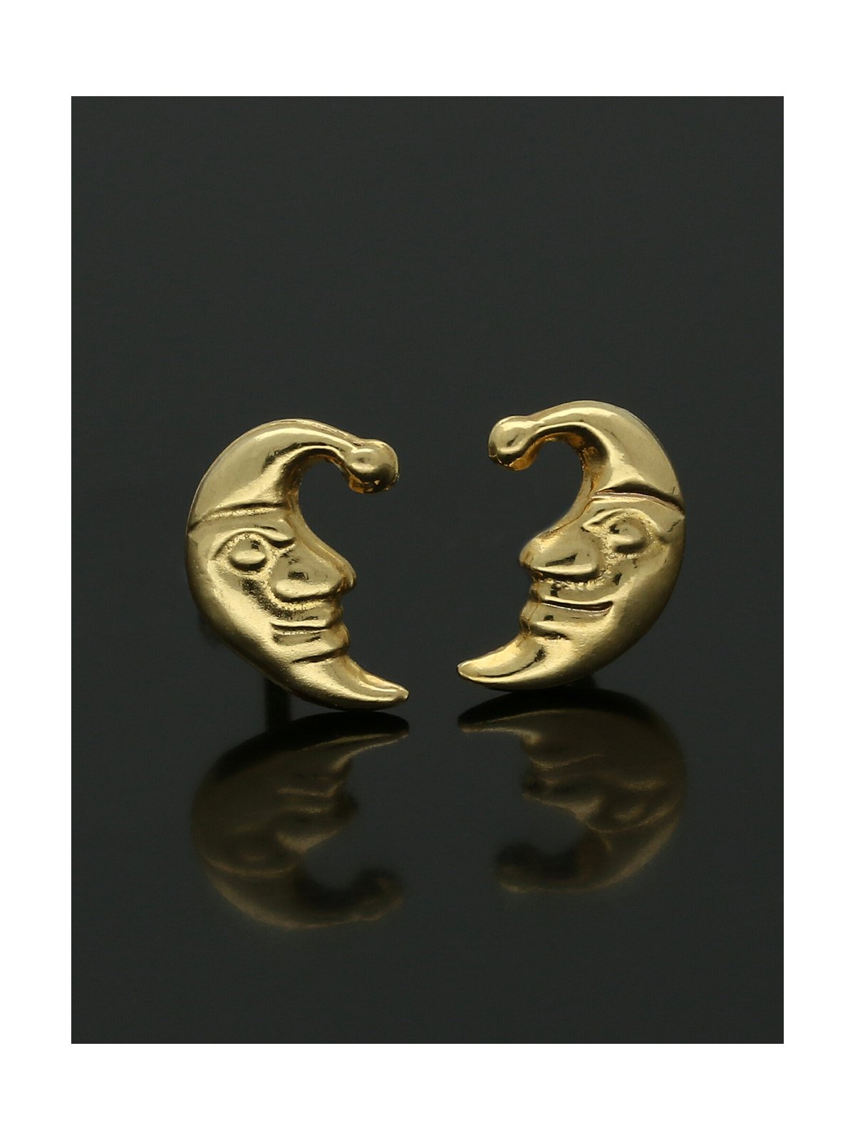 Moon Stud Earrings 9mm in 9ct Yellow Gold