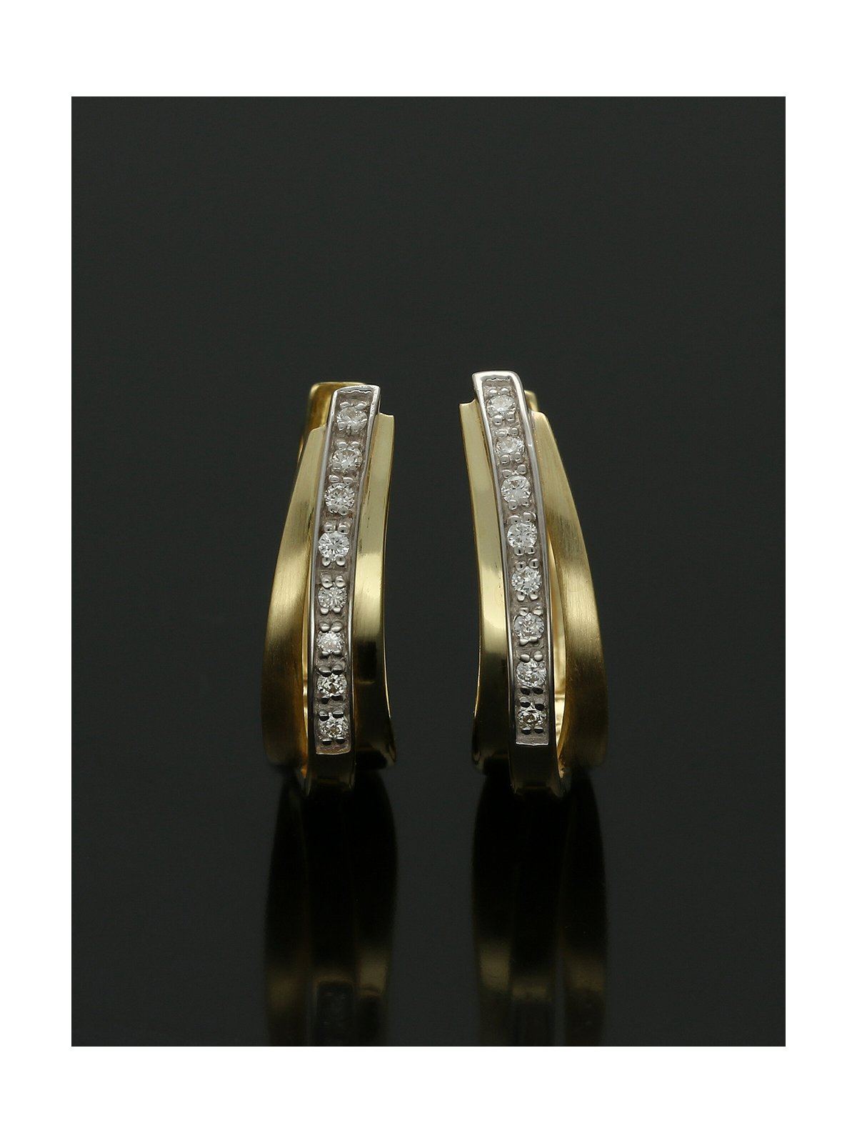 Diamond Huggie Hoop Earrings 0.08ct Round Brilliant Cut in 9ct Yellow Gold