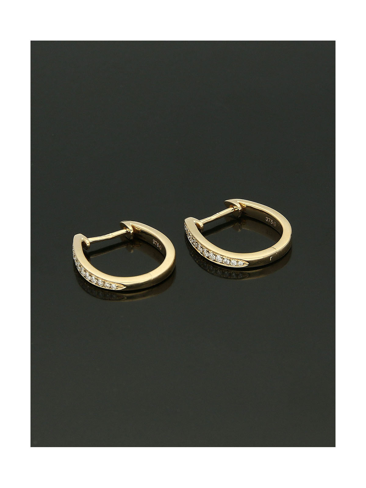 Diamond Claw Set Small Hoop Earrings 0.14ct in 9ct Yellow Gold