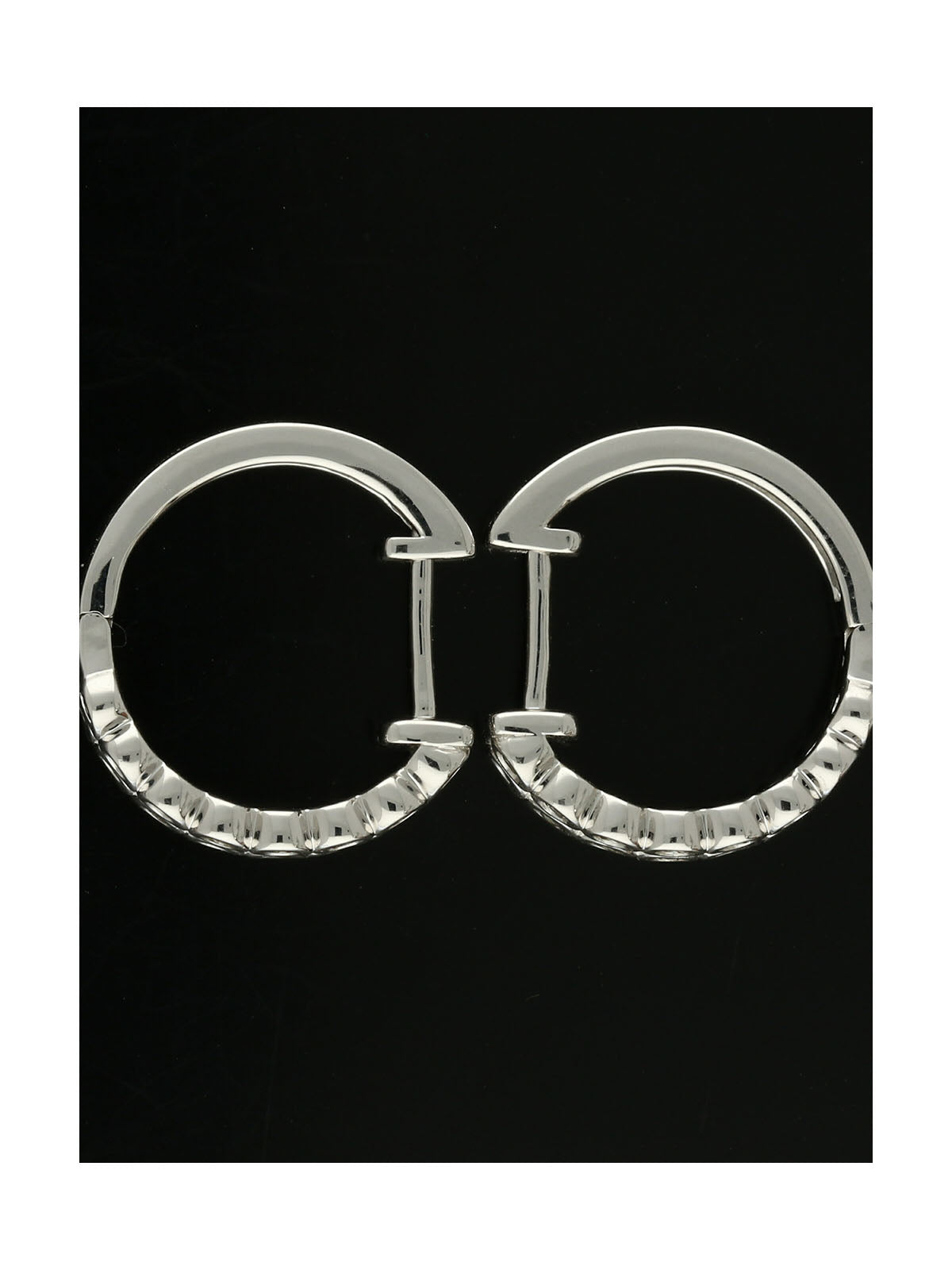 Diamond Bezel Set Small 2 Row Huggies 0.38ct in 9ct White Gold