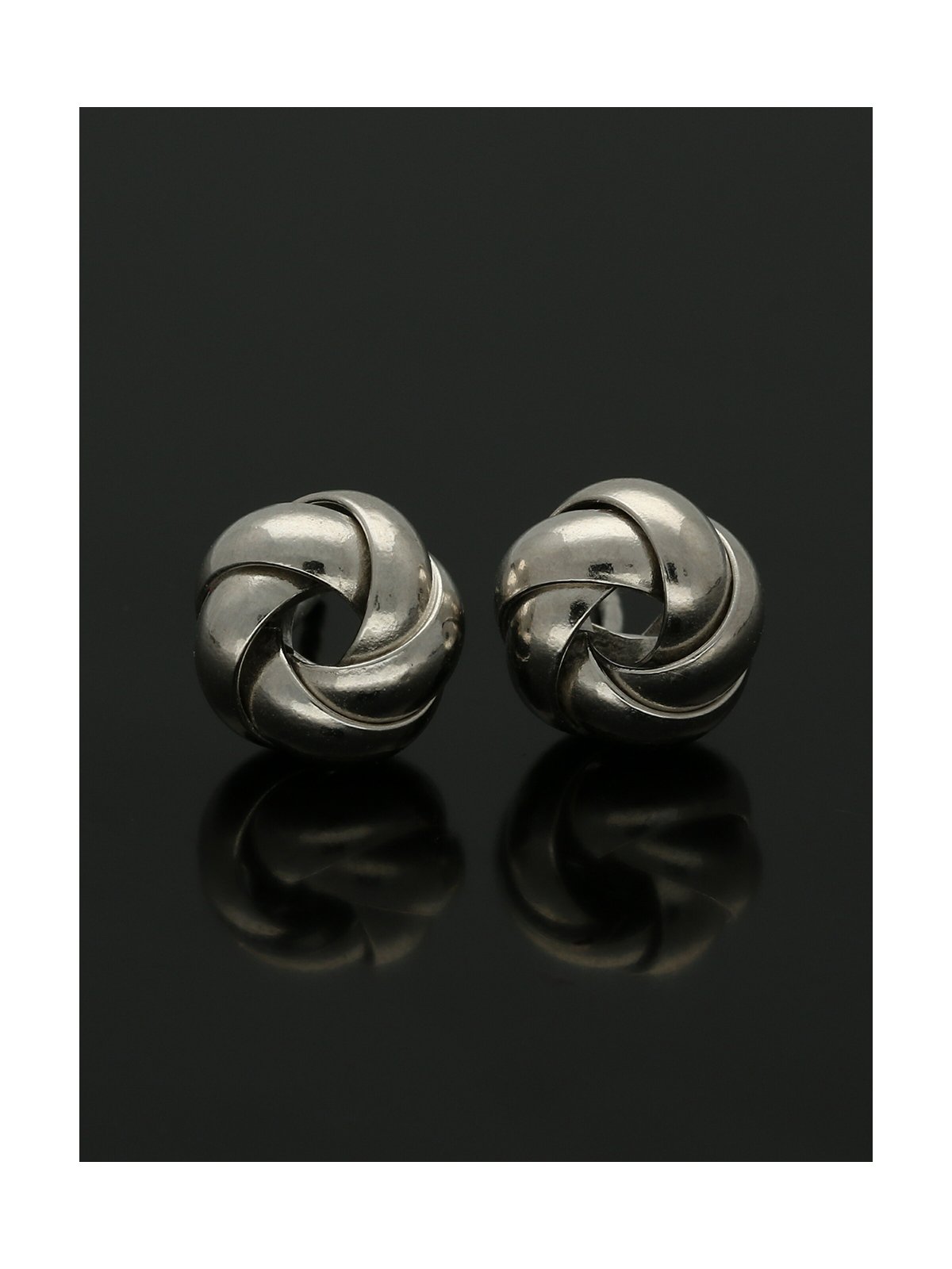 Polished 5 Strand Knot Earrings 8.5mm in 9ct White Gold