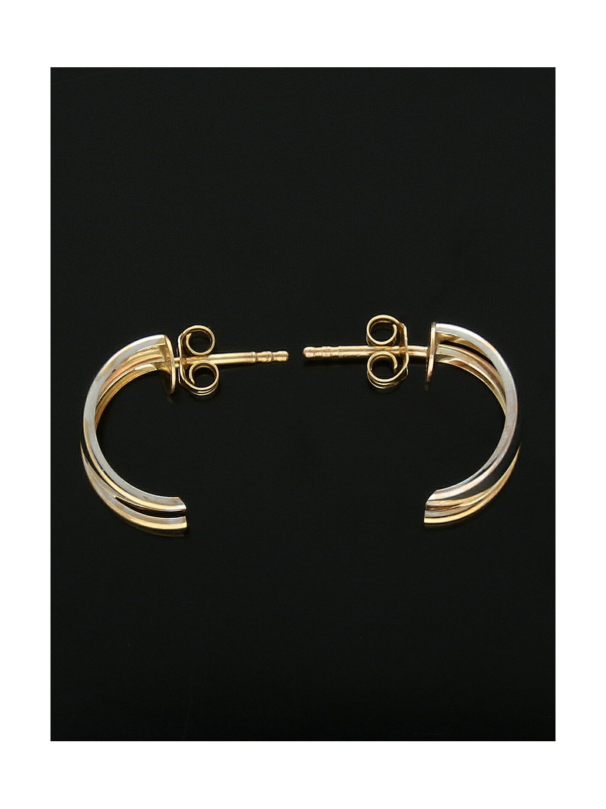 Crossover Half Hoop Earrings 16mm in 9ct Yellow & White Gold