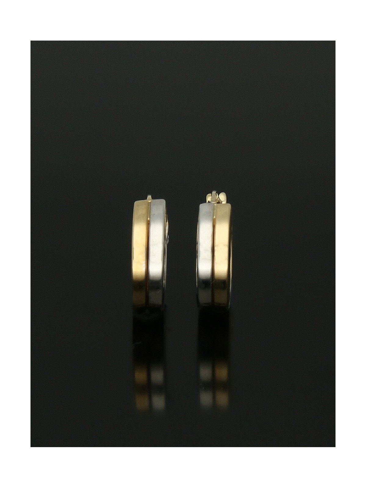 Two Row Hoop Earrings 14mm in 9ct Yellow & White Gold