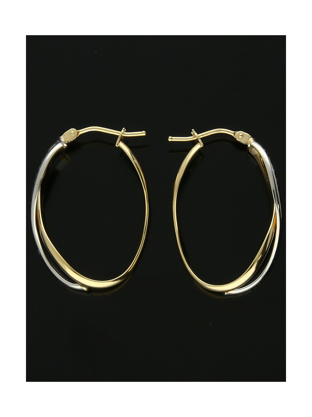 Crossover Hoop Earrings in 9ct Yellow & White Gold