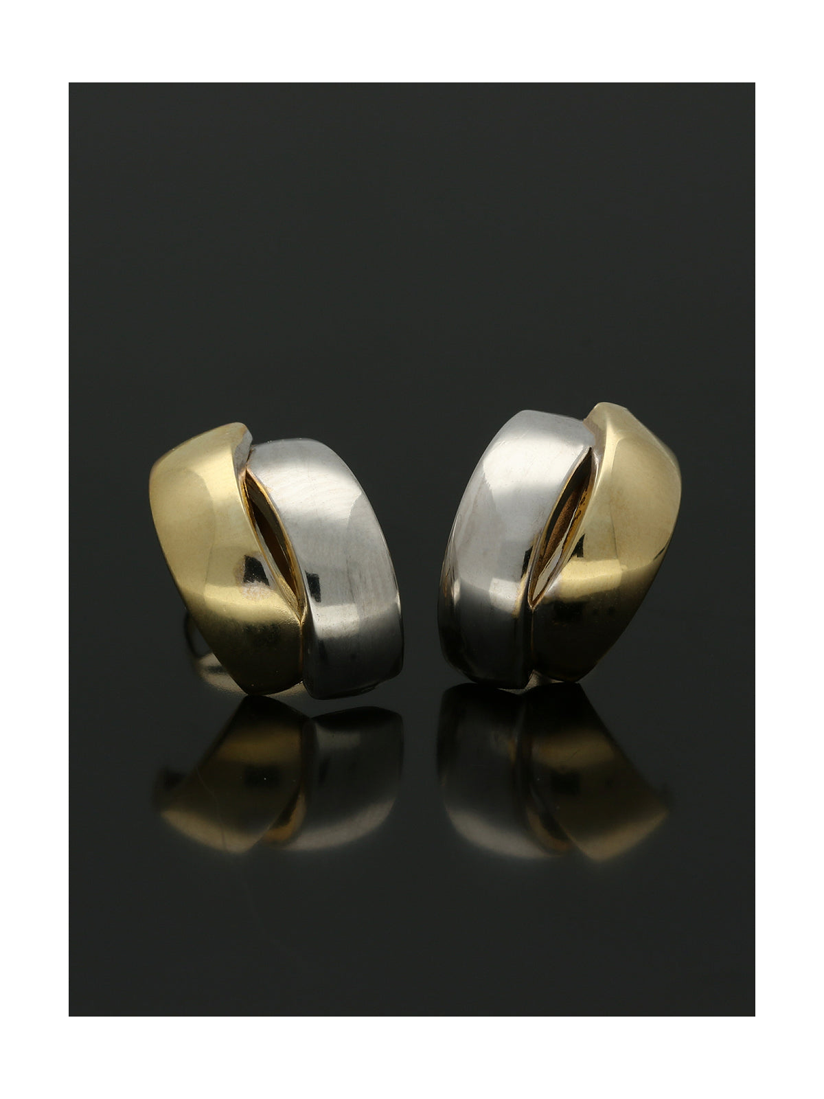 Polished Bracket Stud Earrings in 9ct Yellow and White Gold