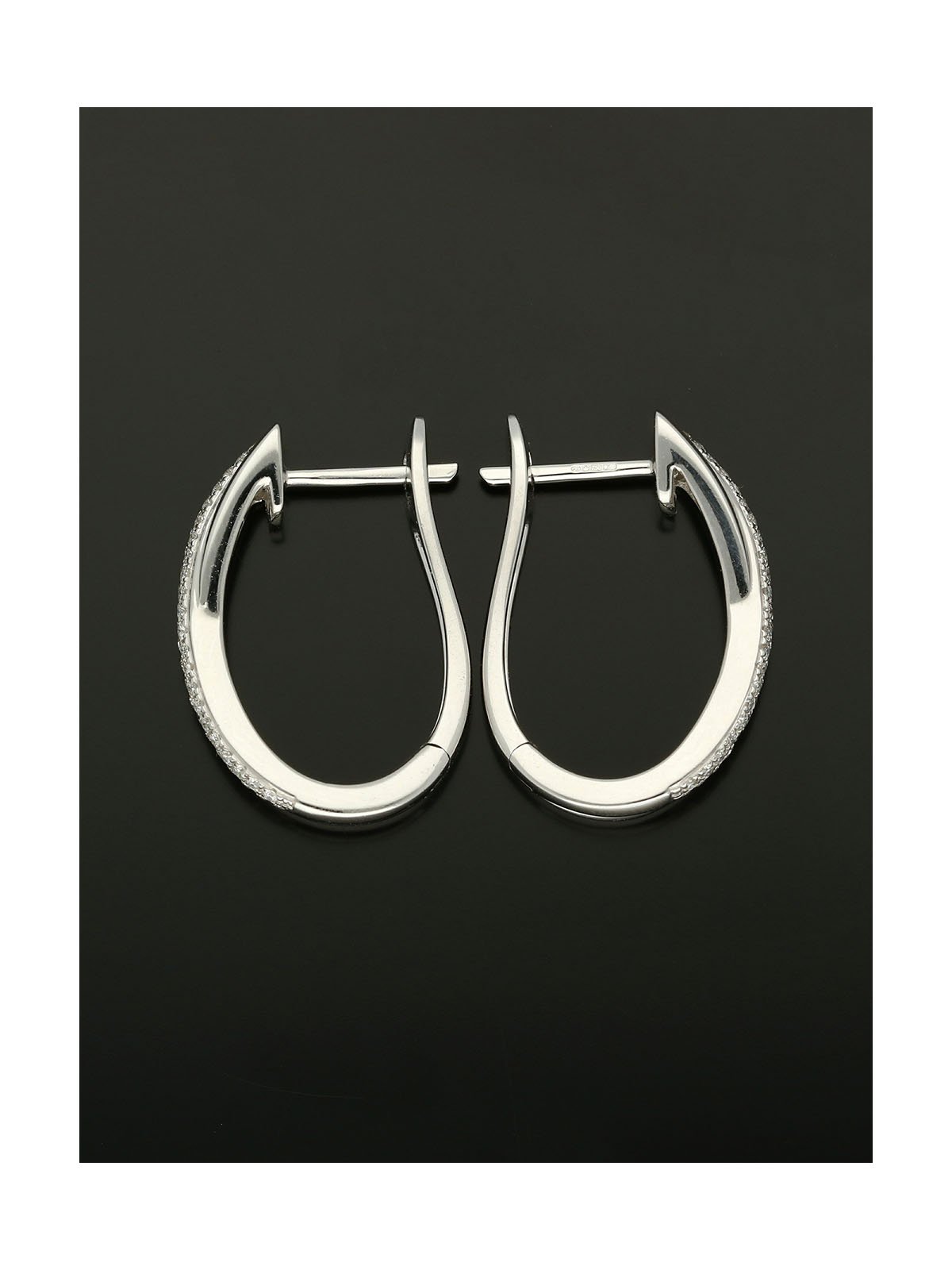 Diamond Two Row Crossover Hinged Hoop Earrings in 18ct White Gold