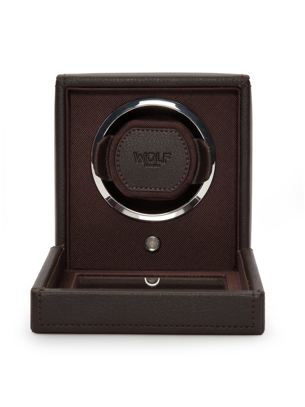 Wolf Cub Single Watch Winder with Cover in Brown 461106