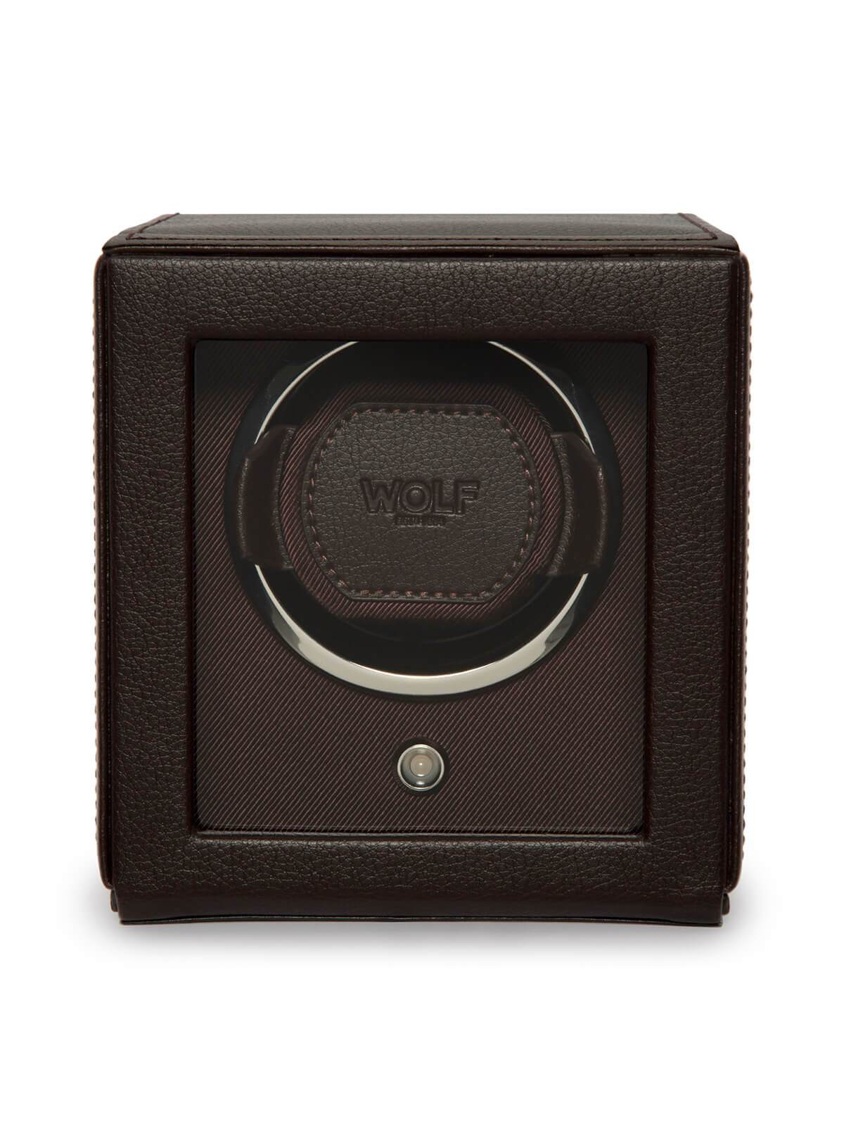 Wolf Cub Single Watch Winder with Cover in Brown 461106