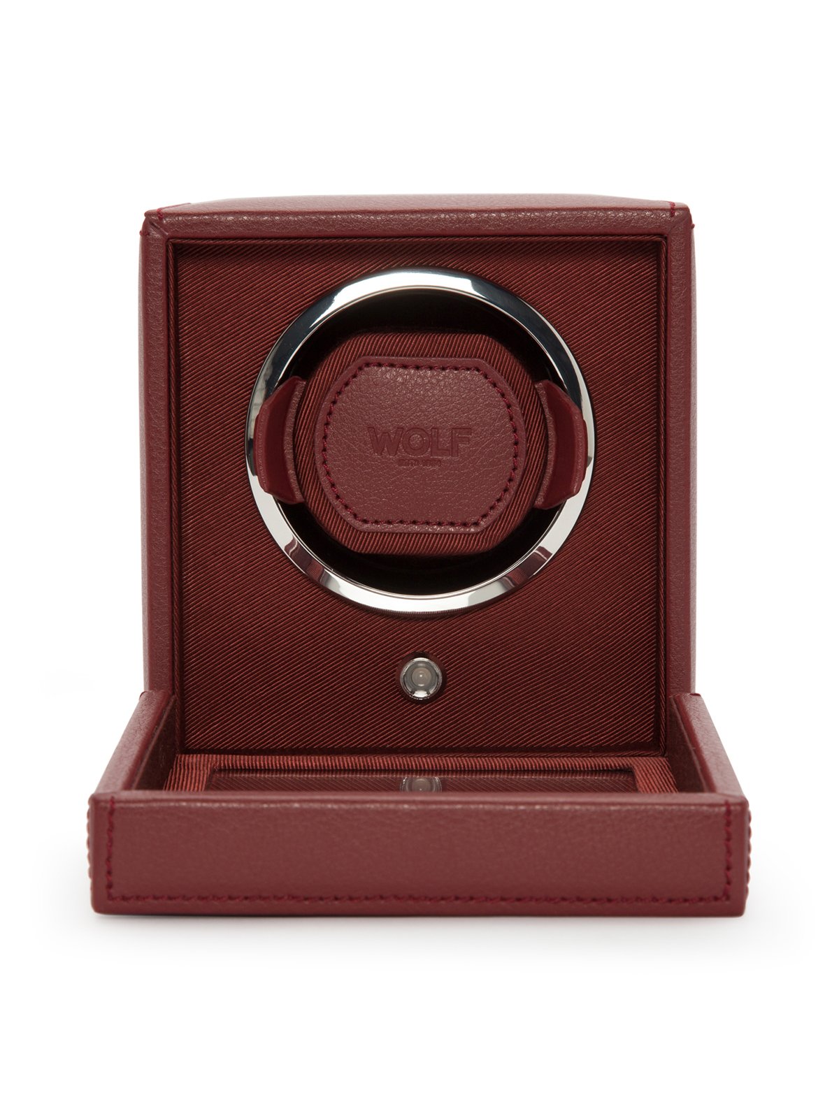 Wolf Cub Single Watch Winder with Cover - Bordeaux Pebble