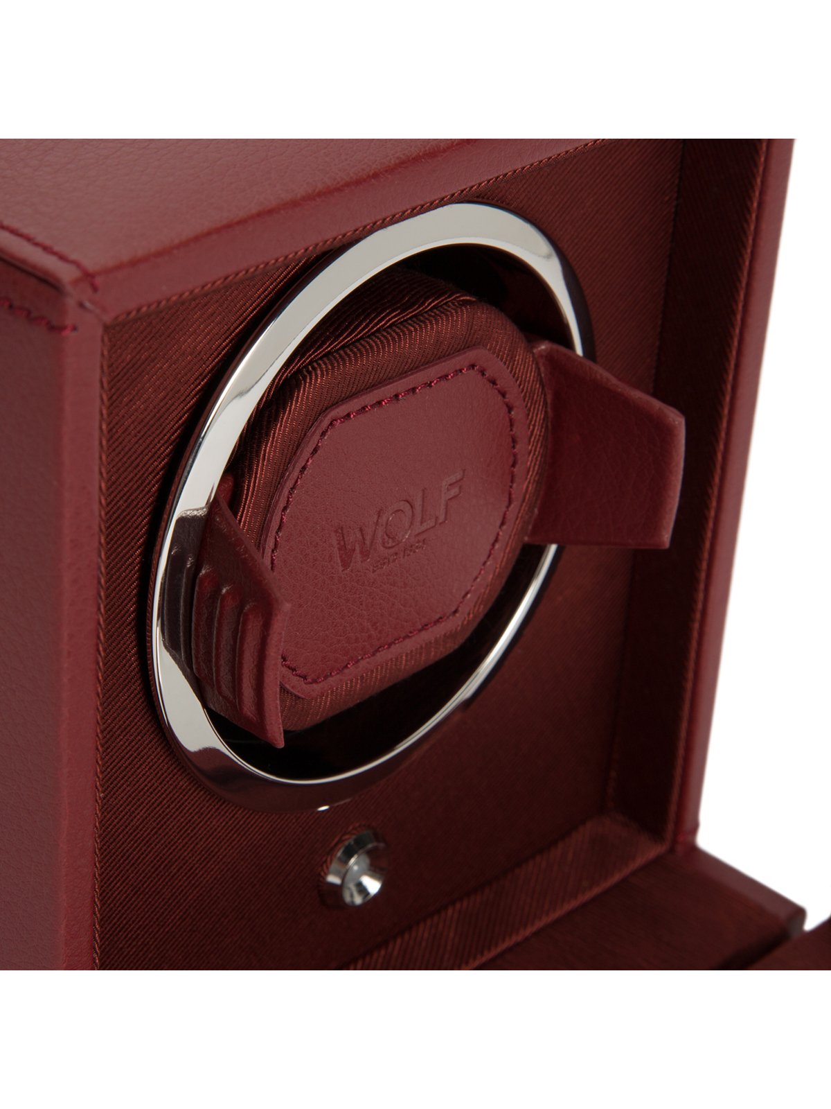 Wolf Cub Single Watch Winder with Cover - Bordeaux Pebble