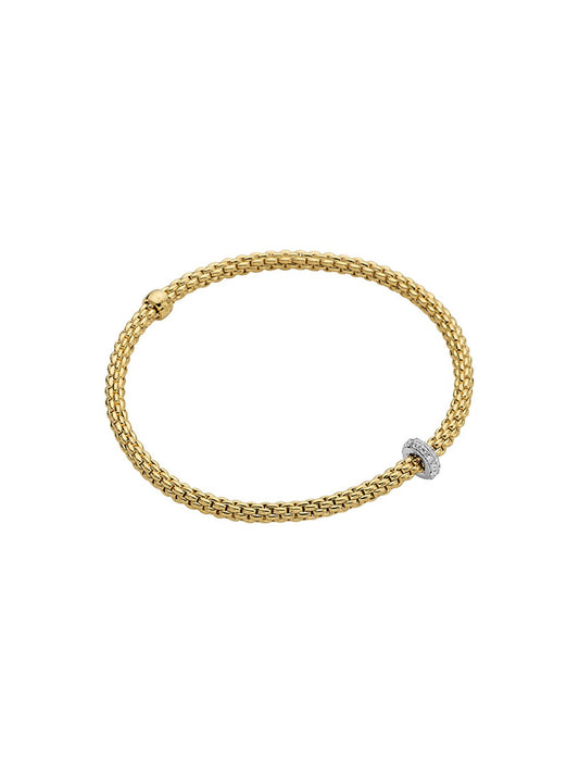 Fope Prima Flex'it Bracelet in 18ct Yellow Gold with Diamonds