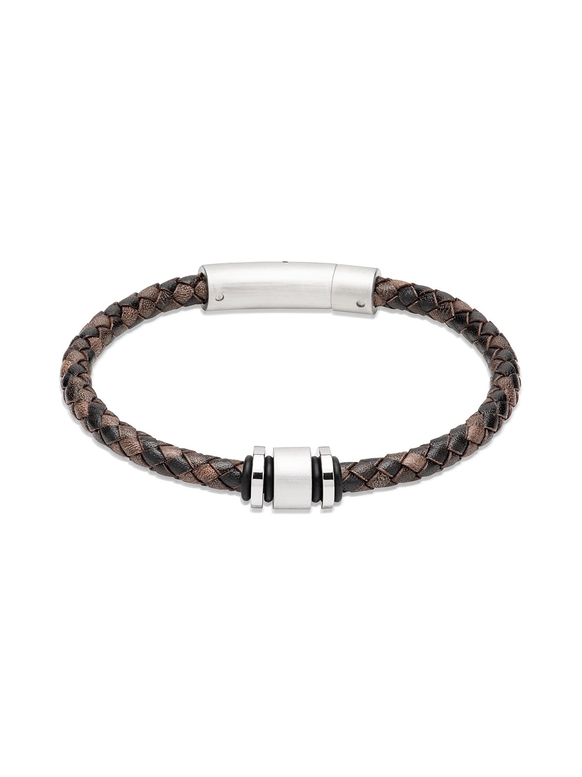 Unique & Co. 21cm Antique Brown Leather Bracelet with Steel Clasp