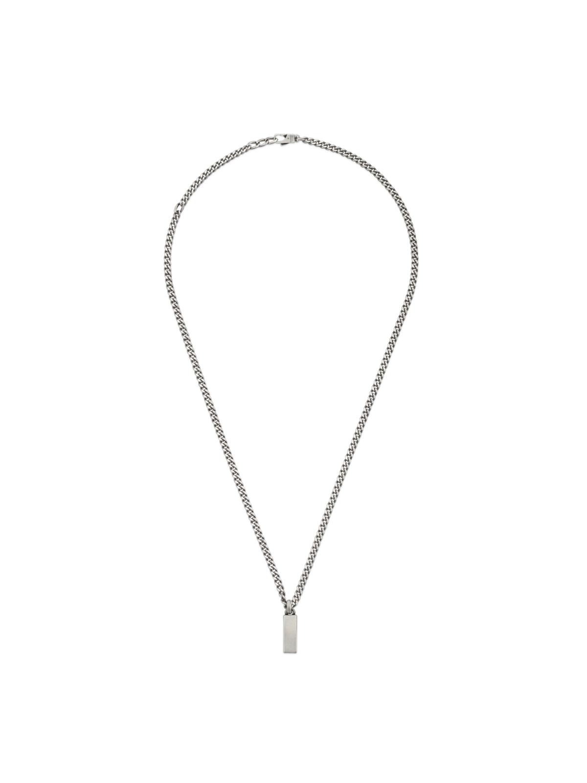 Gucci Tag Silver & Black Enamel Necklace